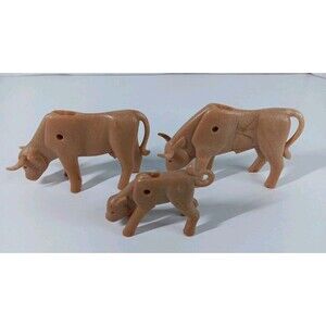 Playmobil Toy Cows Bull Calf Family Figure Lot Vtg 1976 Geobra